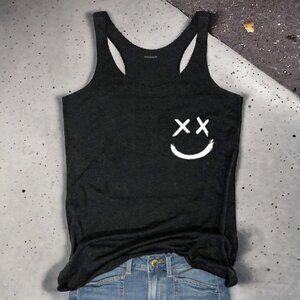 NWOT SHESHOW (M) Black Smiley face tank